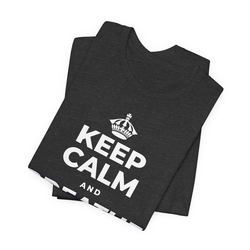 KEEP CALM AND BREATHE IN FOR FOUR T-Shirt (White–Asphalt)