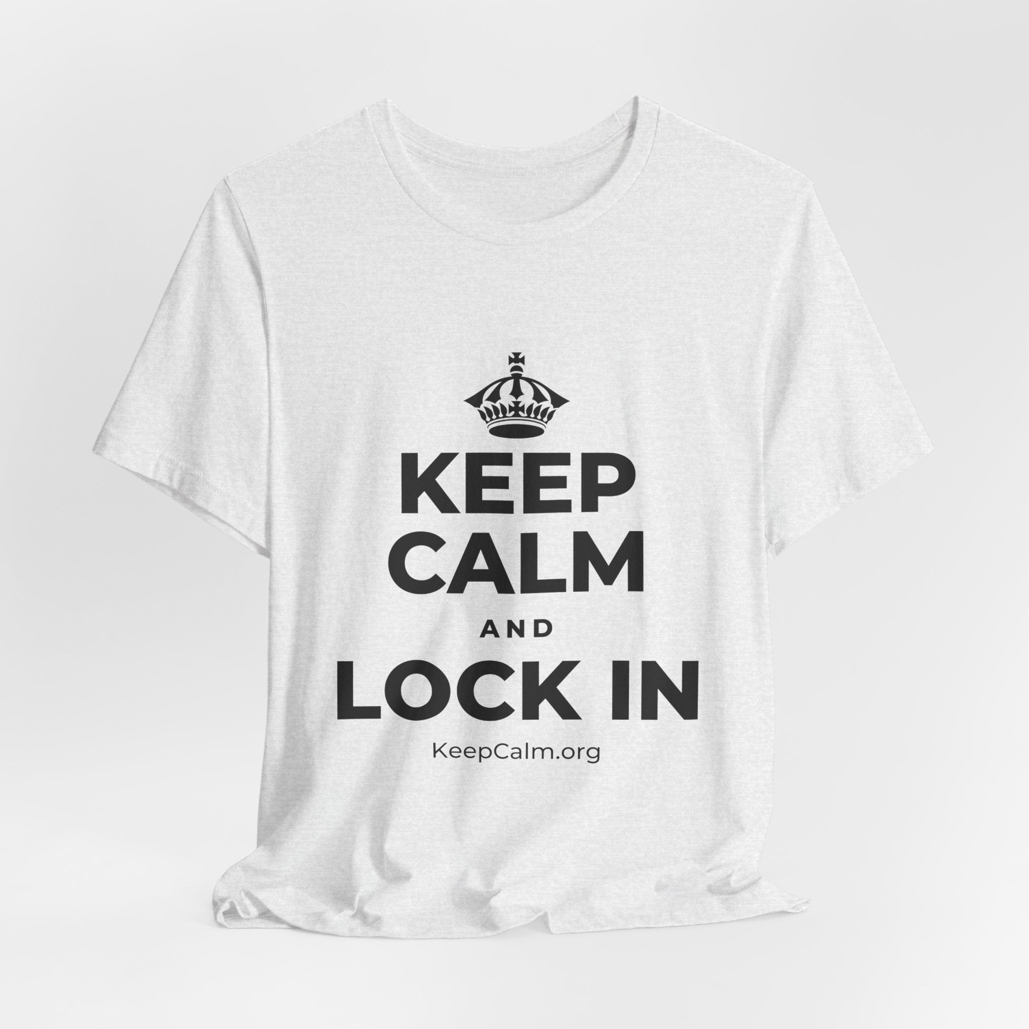 KEEP CALM AND LOCK IN T-Shirt (Soft Cream–Heather Mauve)