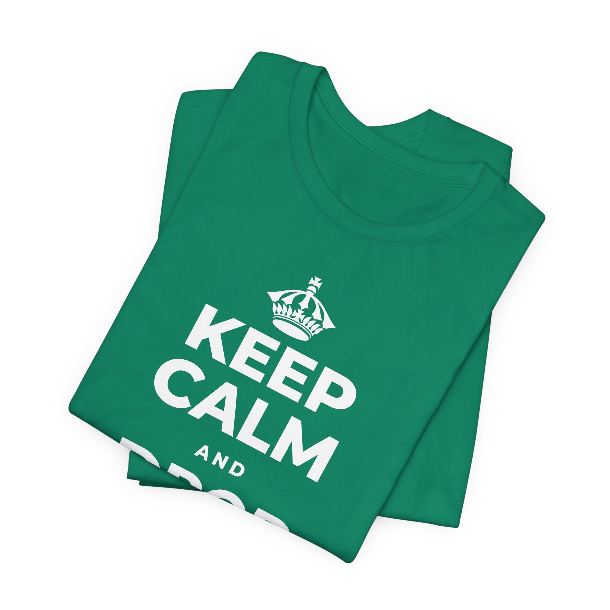 KEEP CALM AND DROP THE ROPE T-Shirt (White–Asphalt)