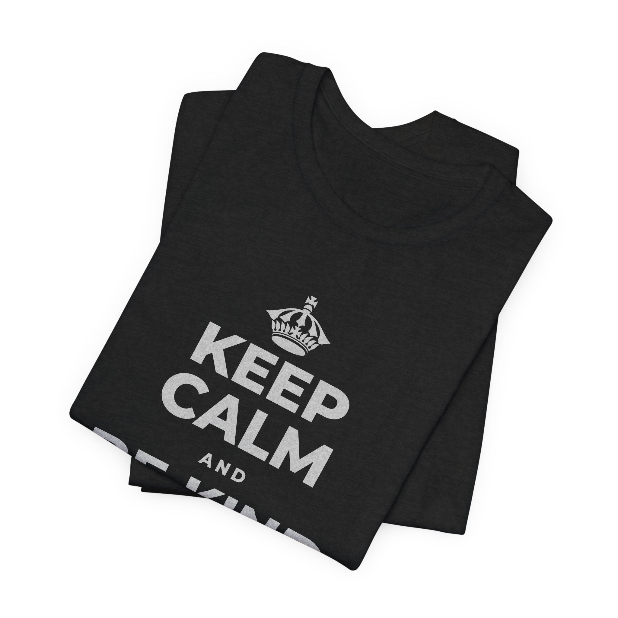 KEEP CALM AND BE KIND TO THE NEW KID T-Shirt (White–Asphalt)