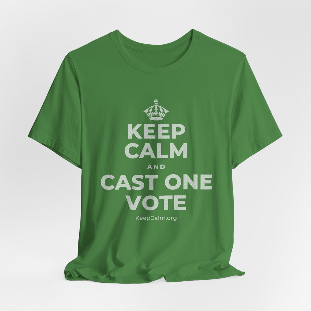 KEEP CALM AND CAST ONE VOTE T-Shirt (Baby Blue–Silver)