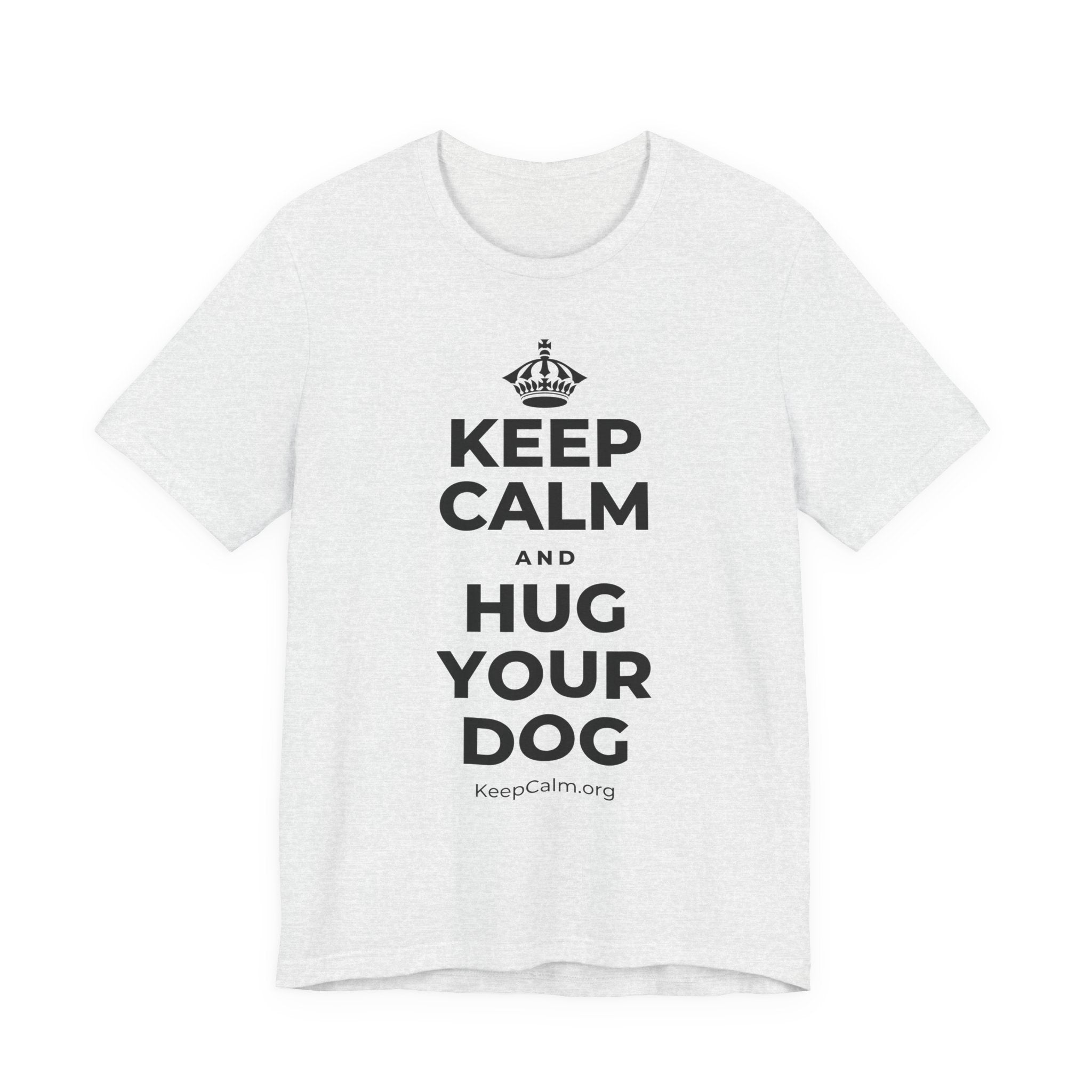 KEEP CALM AND HUG YOUR DOG T-Shirt (Soft Cream–Heather Mauve)