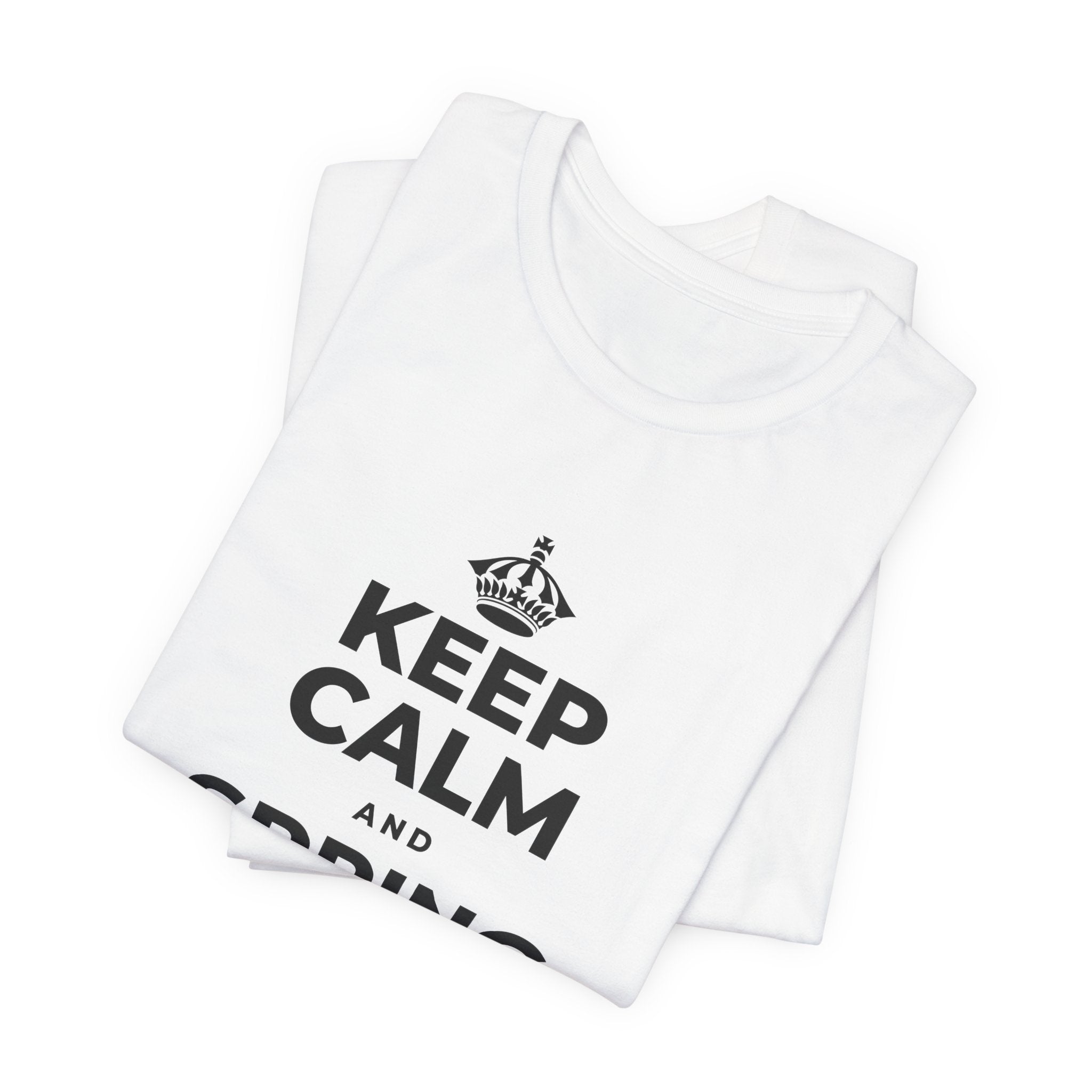 KEEP CALM AND SPRING FORWARD GENTLY T-Shirt (White–Asphalt)