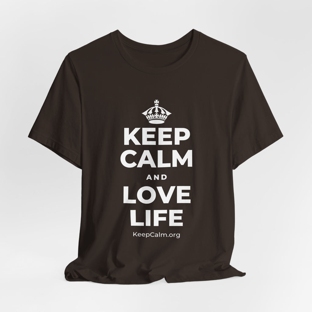 KEEP CALM AND LOVE LIFE T-Shirt (Soft Cream–Heather Mauve)