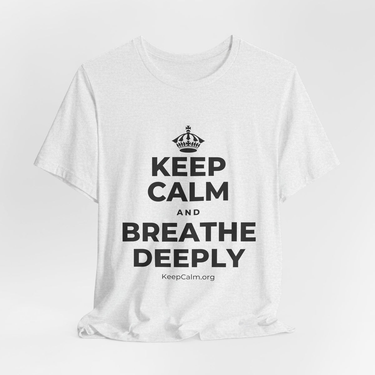 KEEP CALM AND BREATHE DEEPLY T-Shirt (Soft Cream–Heather Mauve)