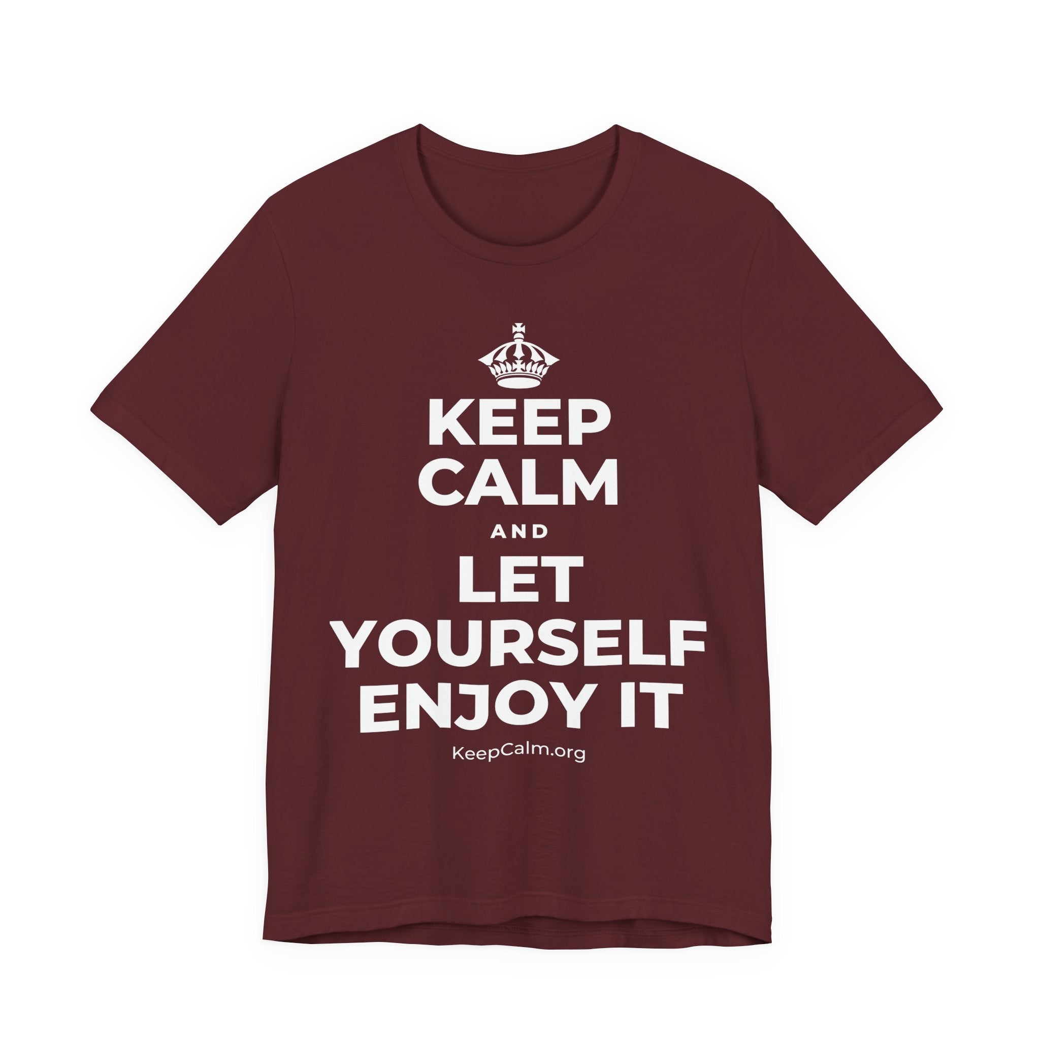 KEEP CALM AND LET YOURSELF ENJOY IT T-Shirt (Baby Blue–Silver)