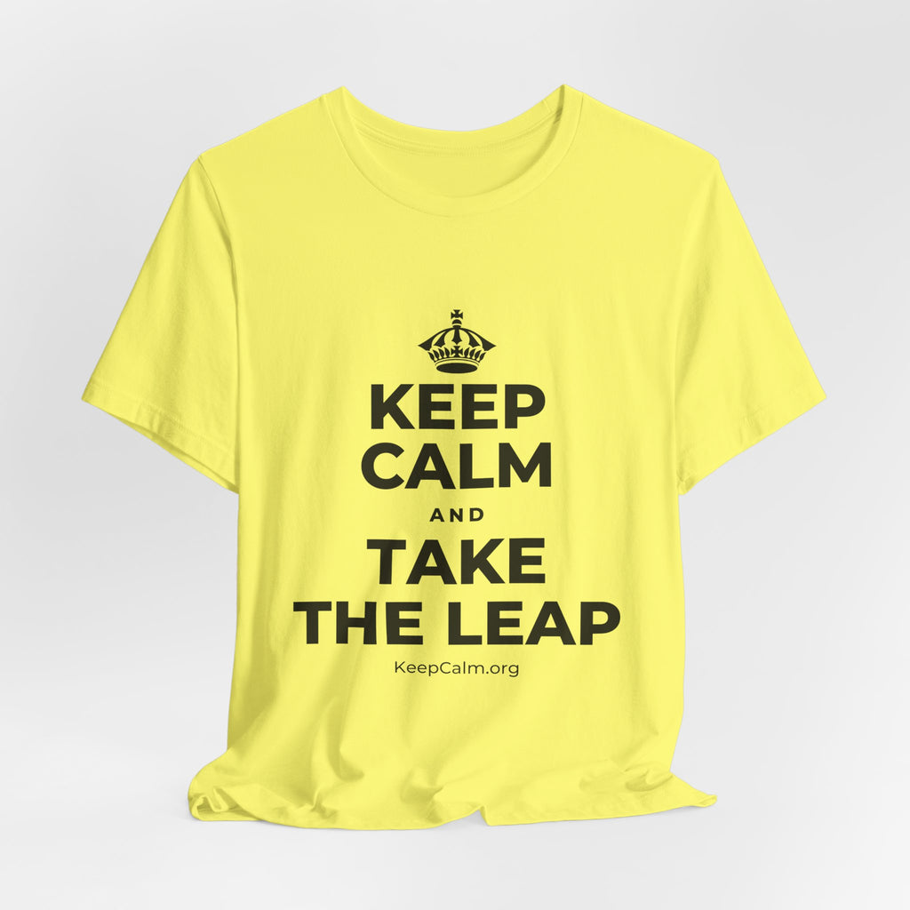 KEEP CALM AND TAKE THE LEAP T-Shirt (Soft Cream–Heather Mauve)
