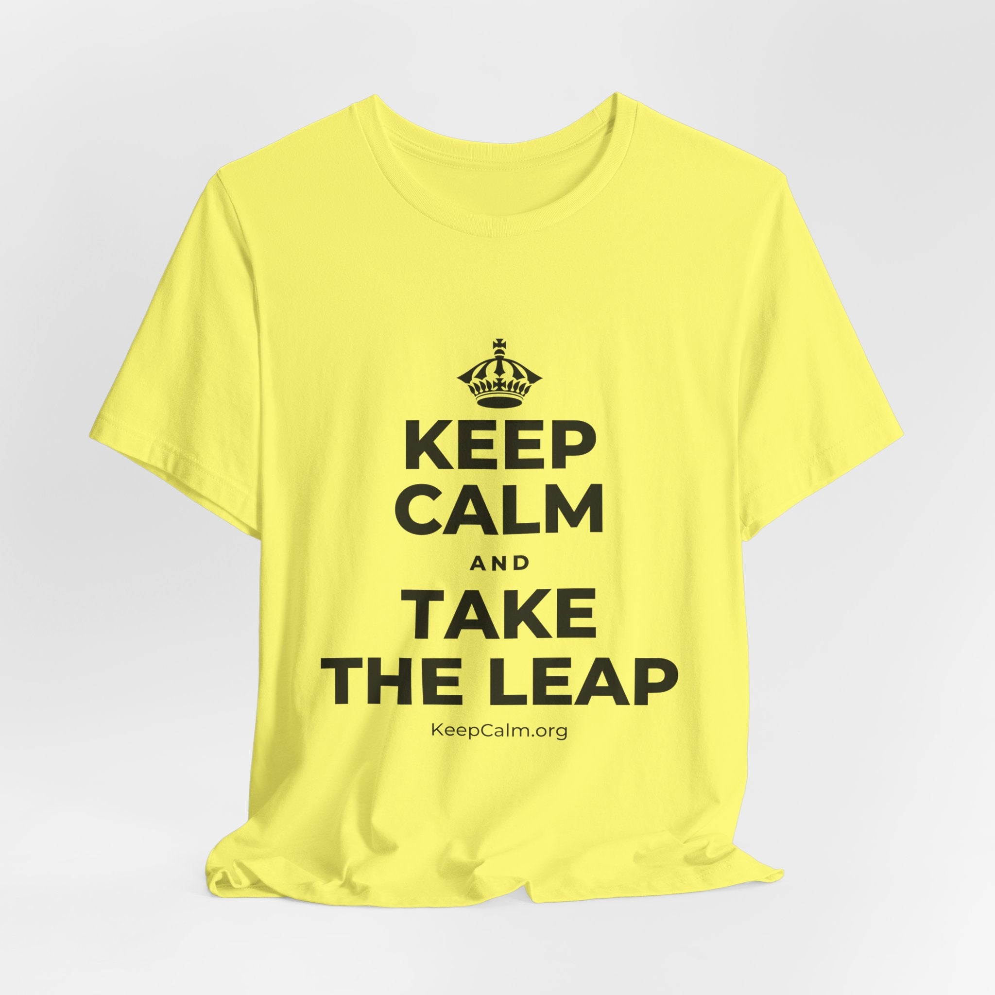 KEEP CALM AND TAKE THE LEAP T-Shirt (Soft Cream–Heather Mauve)