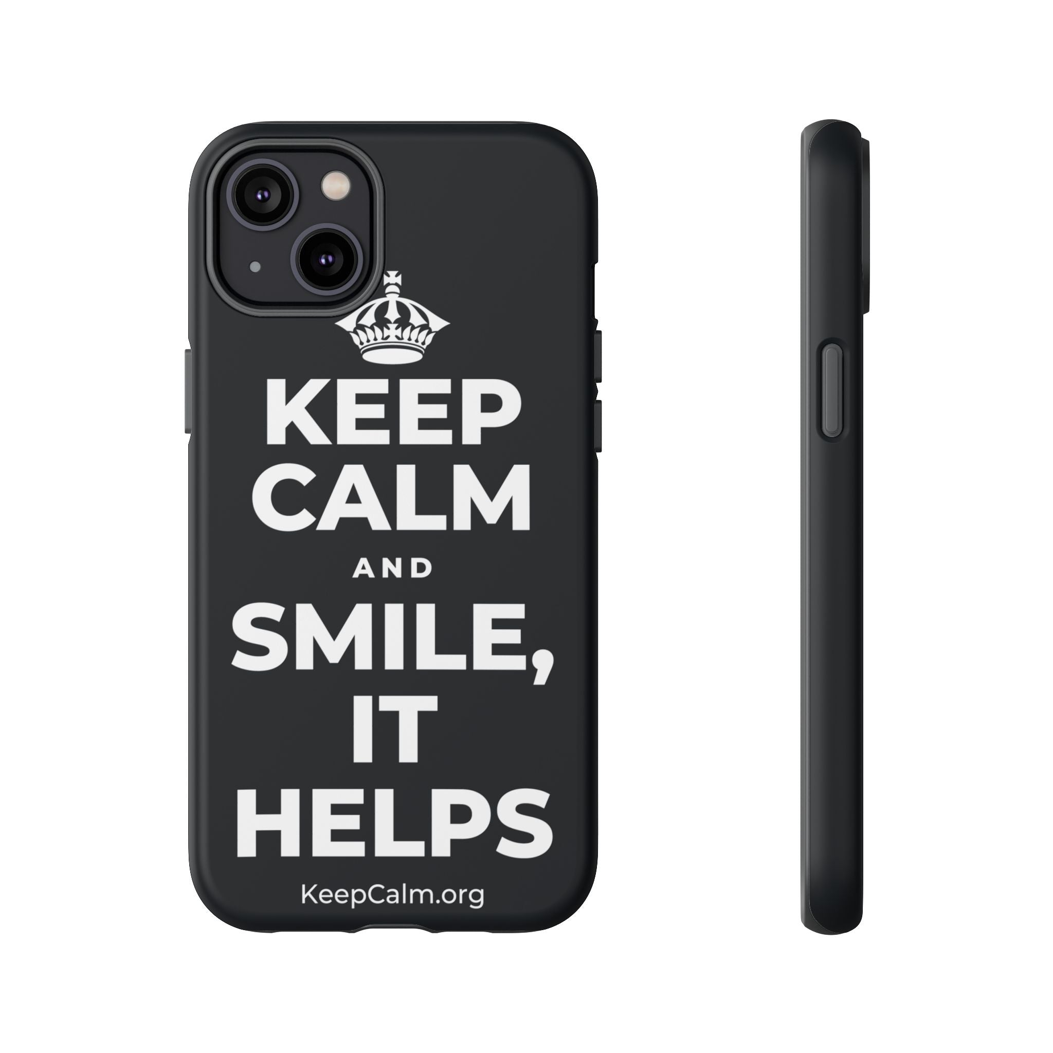 KEEP CALM AND SMILE, IT HELPS Phone Case (Dark)