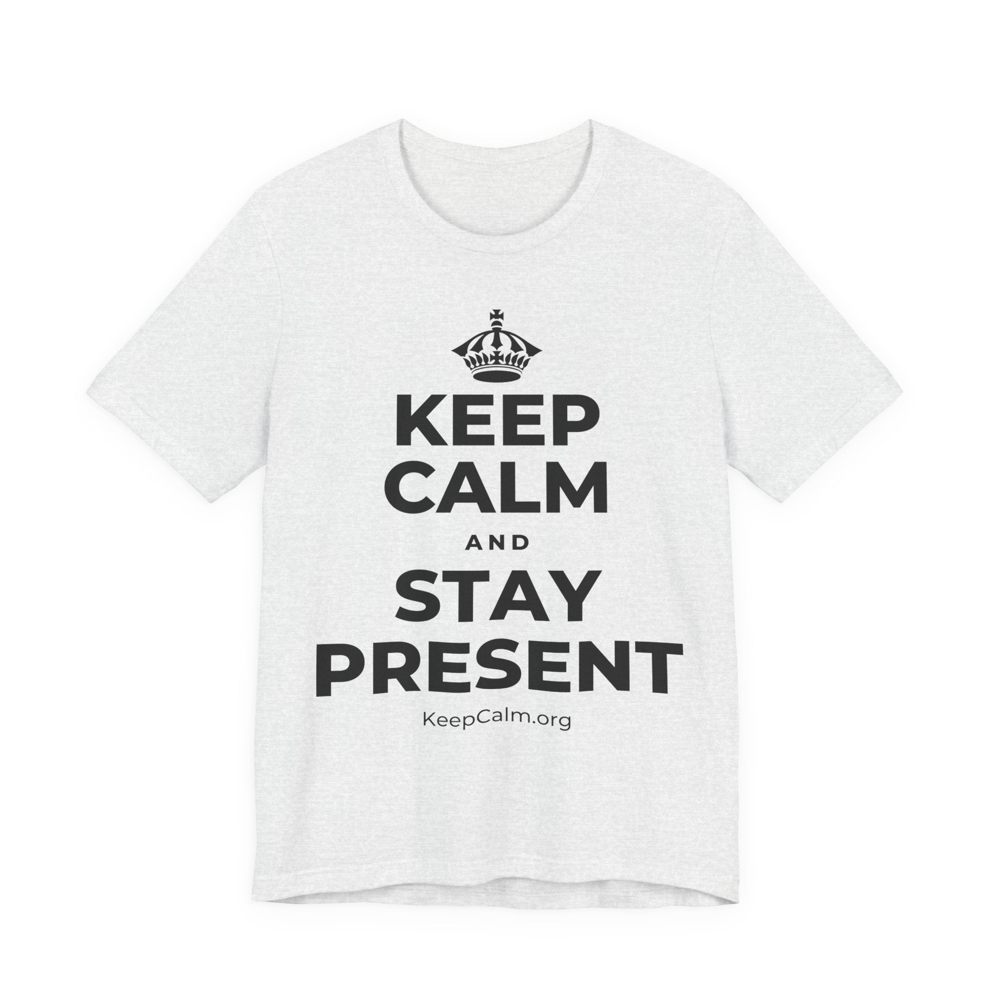 KEEP CALM AND STAY PRESENT T-Shirt (Soft Cream–Heather Mauve)