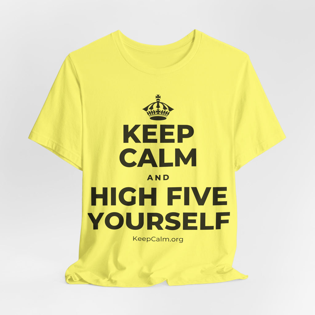 KEEP CALM AND HIGH FIVE YOURSELF T-Shirt (Soft Cream–Heather Mauve)