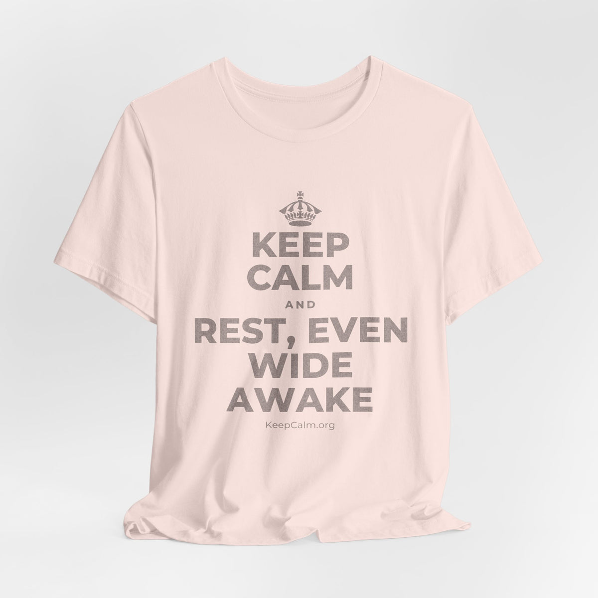 KEEP CALM AND REST, EVEN WIDE AWAKE T-Shirt (Soft Cream–Heather Mauve)