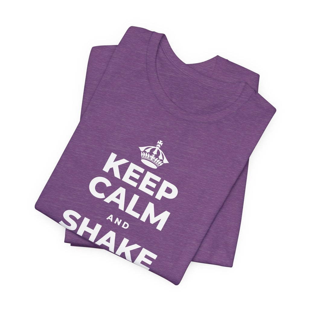 KEEP CALM AND SHAKE OFF THE WINTER T-Shirt (Baby Blue–Silver)