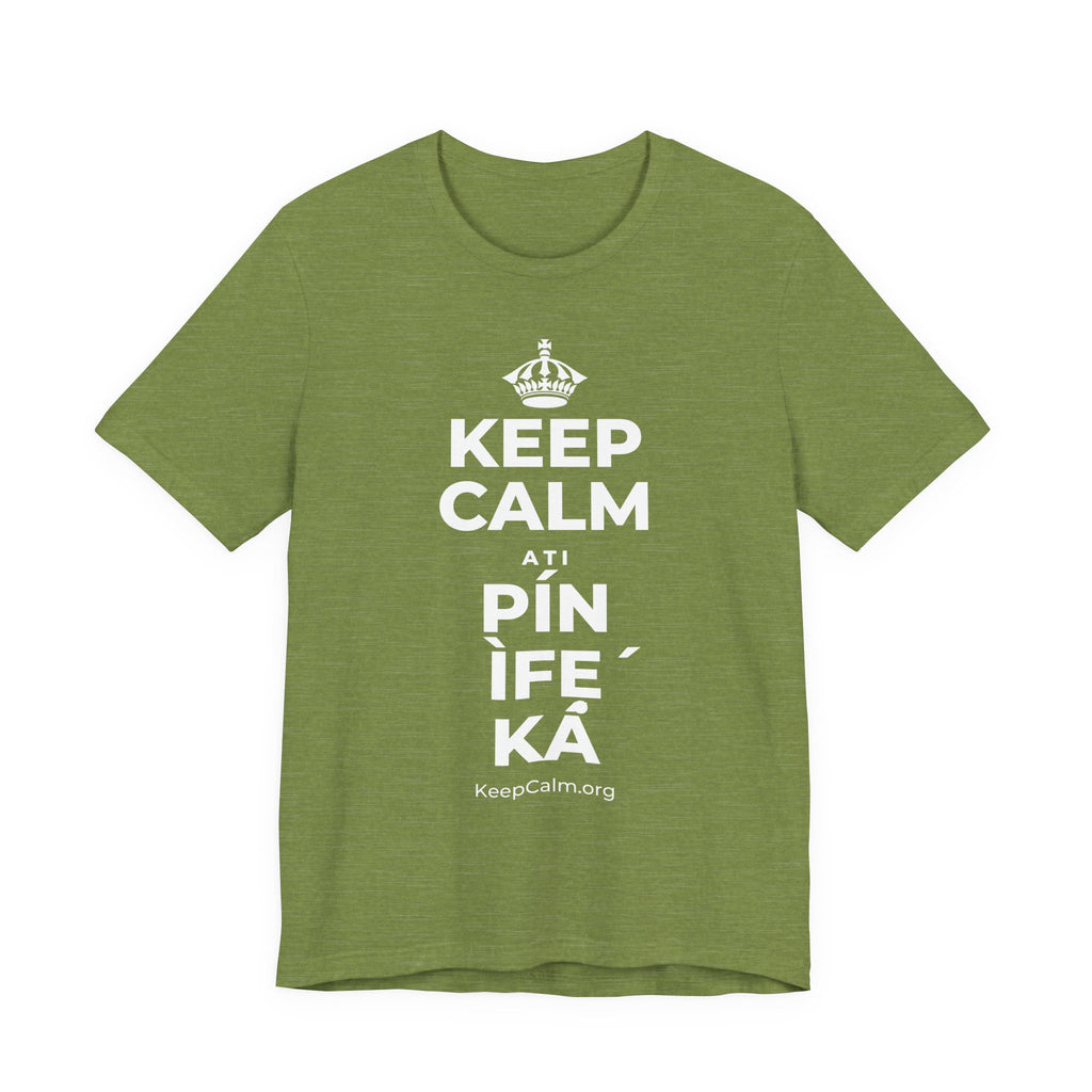KEEP CALM ATI PÍN ÌFẸ́ KÁ T-Shirt (Baby Blue–Silver)