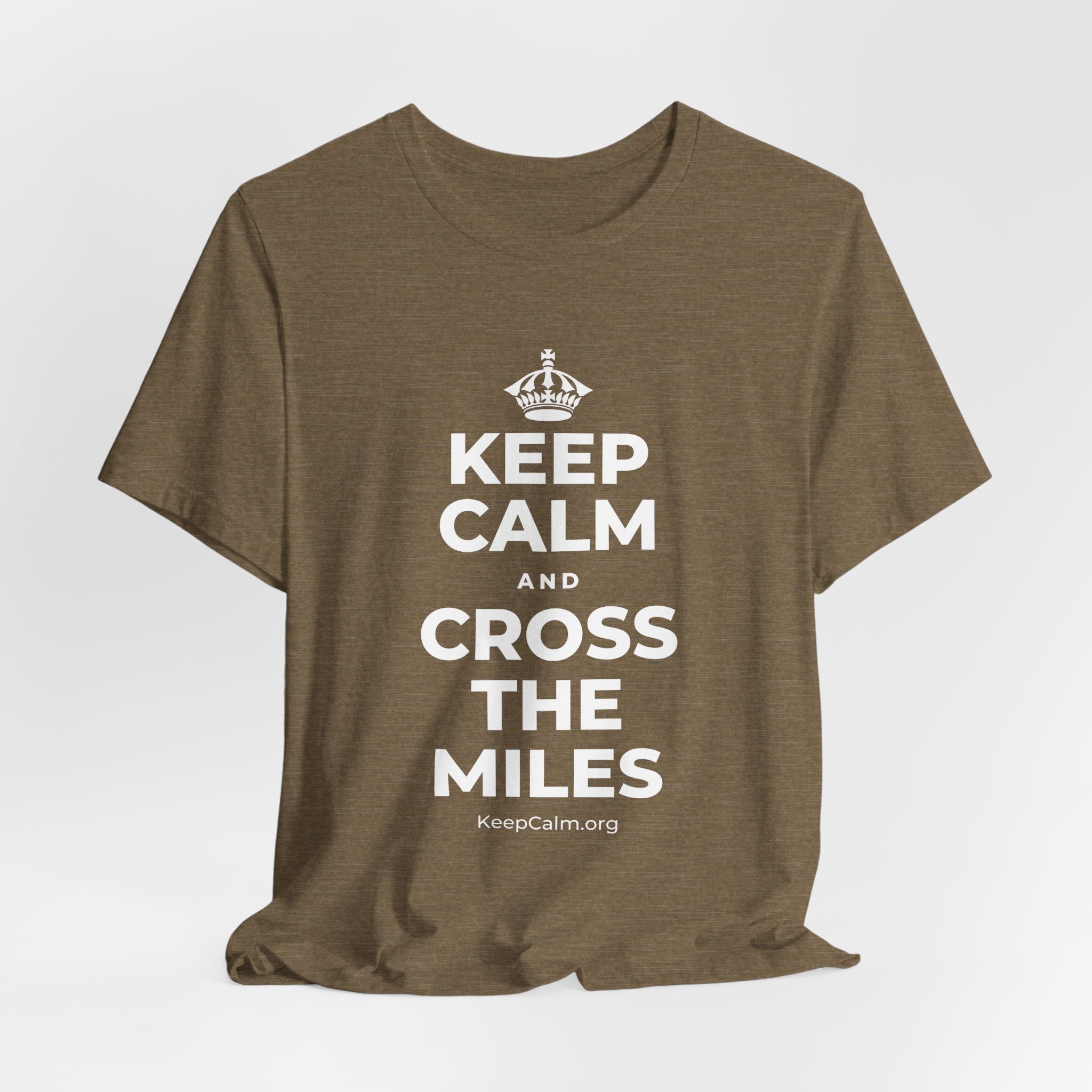KEEP CALM AND CROSS THE MILES T-Shirt (Soft Cream–Heather Mauve)