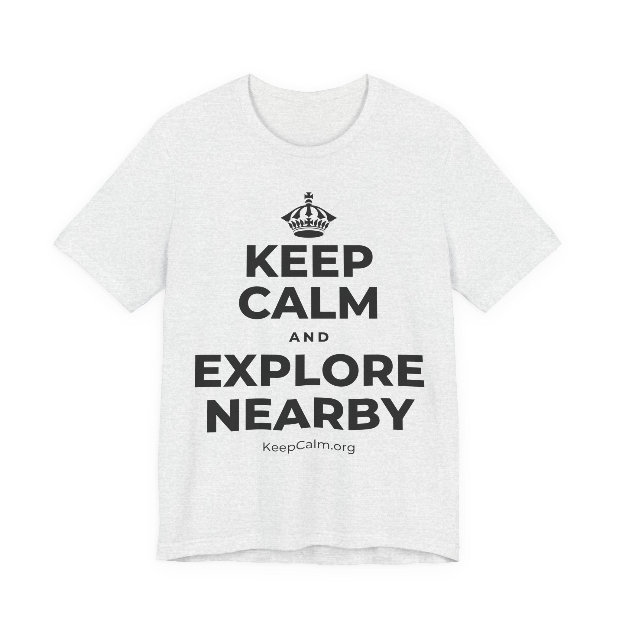 KEEP CALM AND EXPLORE NEARBY T-Shirt (Soft Cream–Heather Mauve)