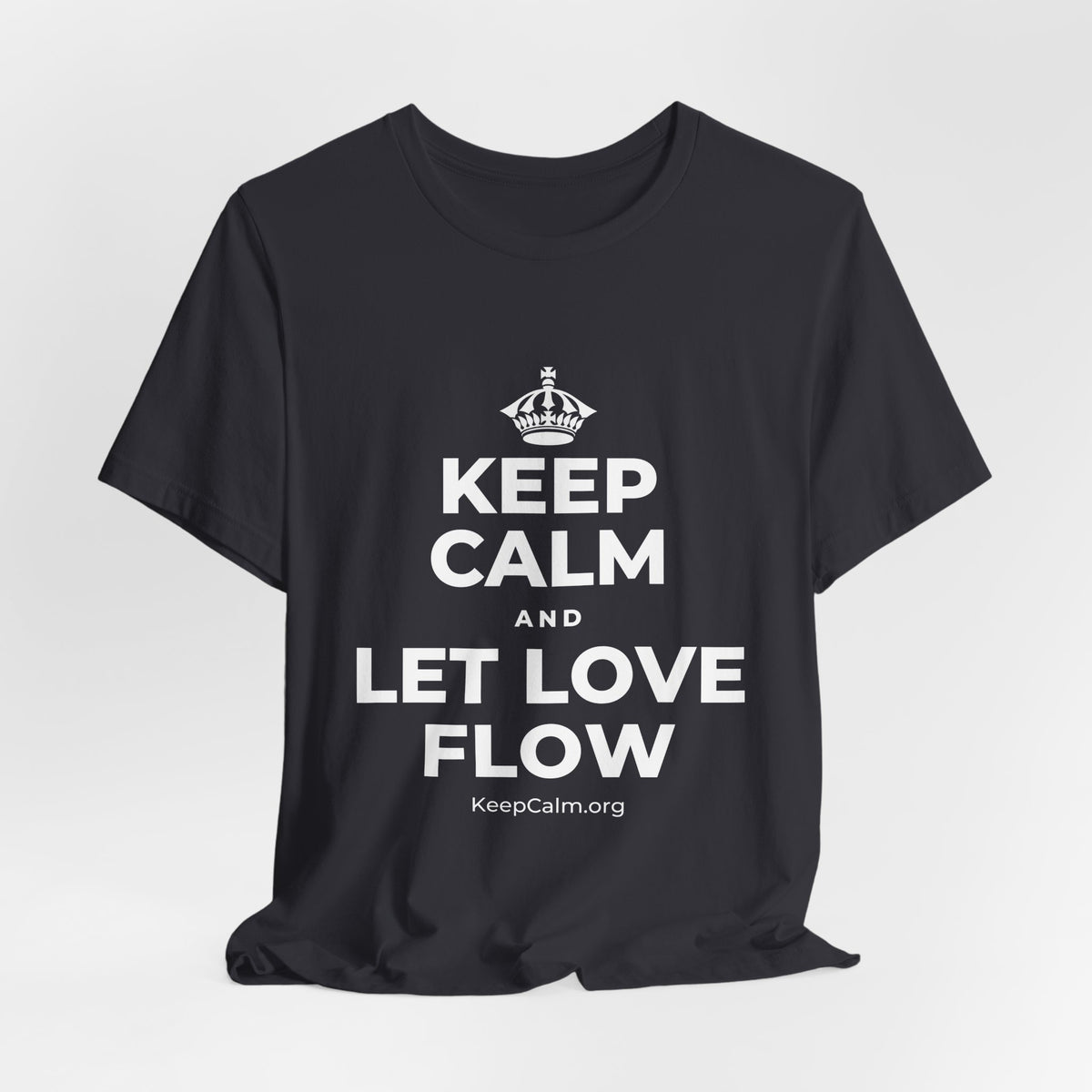 KEEP CALM AND LET LOVE FLOW T-Shirt (Baby Blue–Silver)