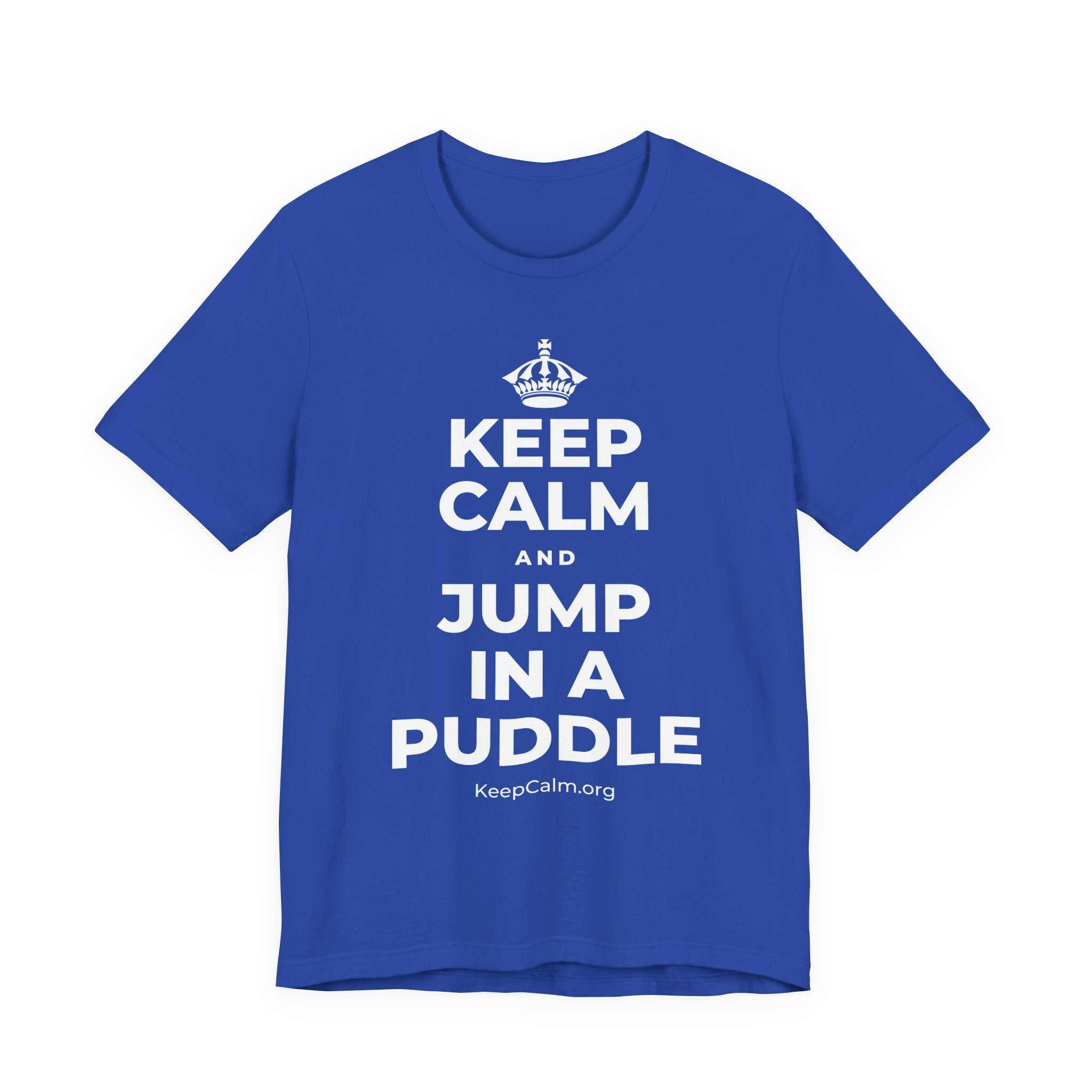 KEEP CALM AND JUMP IN A PUDDLE T-Shirt (Soft Cream–Heather Mauve)