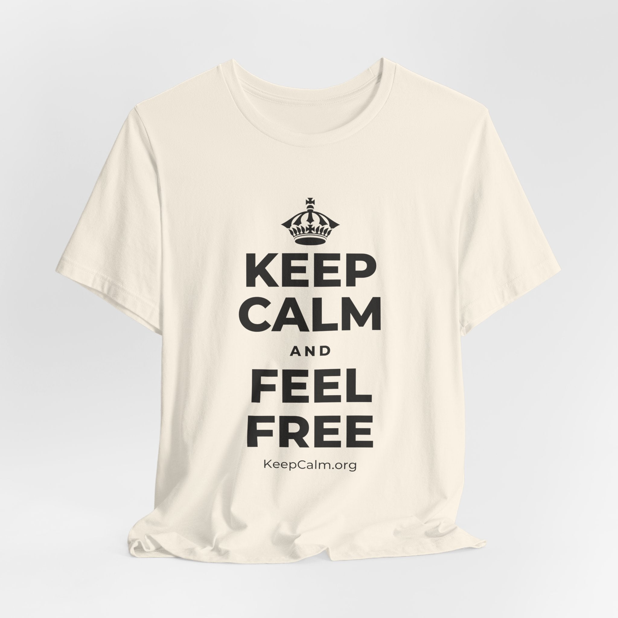 KEEP CALM AND FEEL FREE T-Shirt (White–Asphalt)