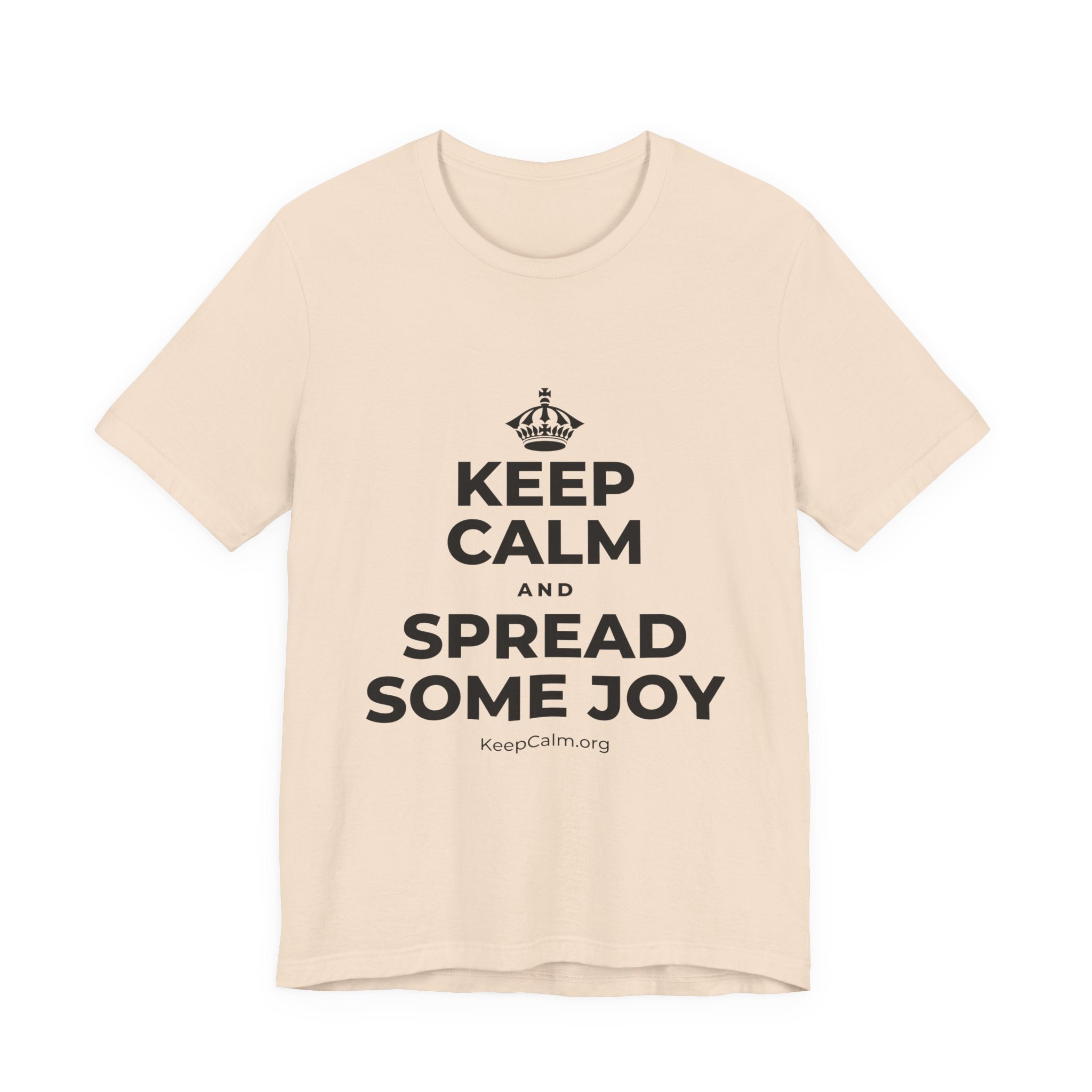 KEEP CALM AND SPREAD SOME JOY T-Shirt (Soft Cream–Heather Mauve)