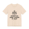 KEEP CALM AND STRETCH AND YAWN IT OUT T-Shirt (Soft Cream–Heather Mauve)