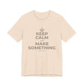 KEEP CALM AND MAKE SOMETHING T-Shirt (Soft Cream–Heather Mauve)
