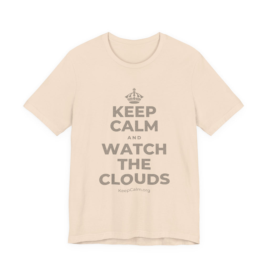 KEEP CALM AND WATCH THE CLOUDS T-Shirt (Soft Cream–Heather Mauve)