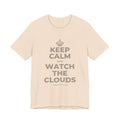 KEEP CALM AND WATCH THE CLOUDS T-Shirt (Soft Cream–Heather Mauve)