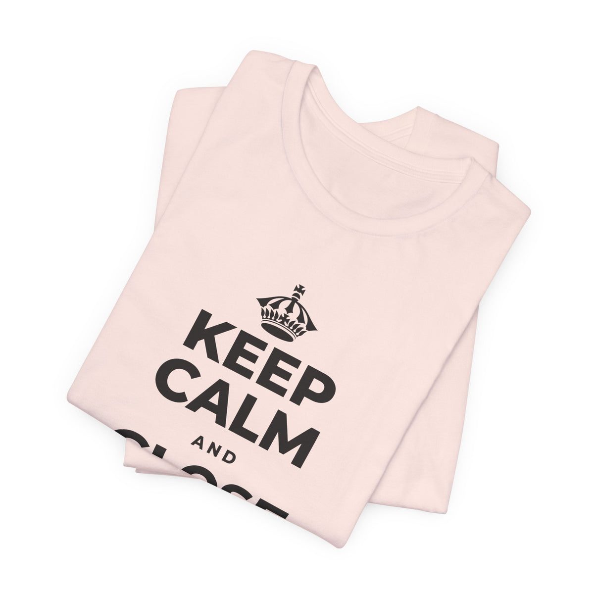KEEP CALM AND CLOSE THE DOOR T-Shirt (Soft Cream–Heather Mauve)
