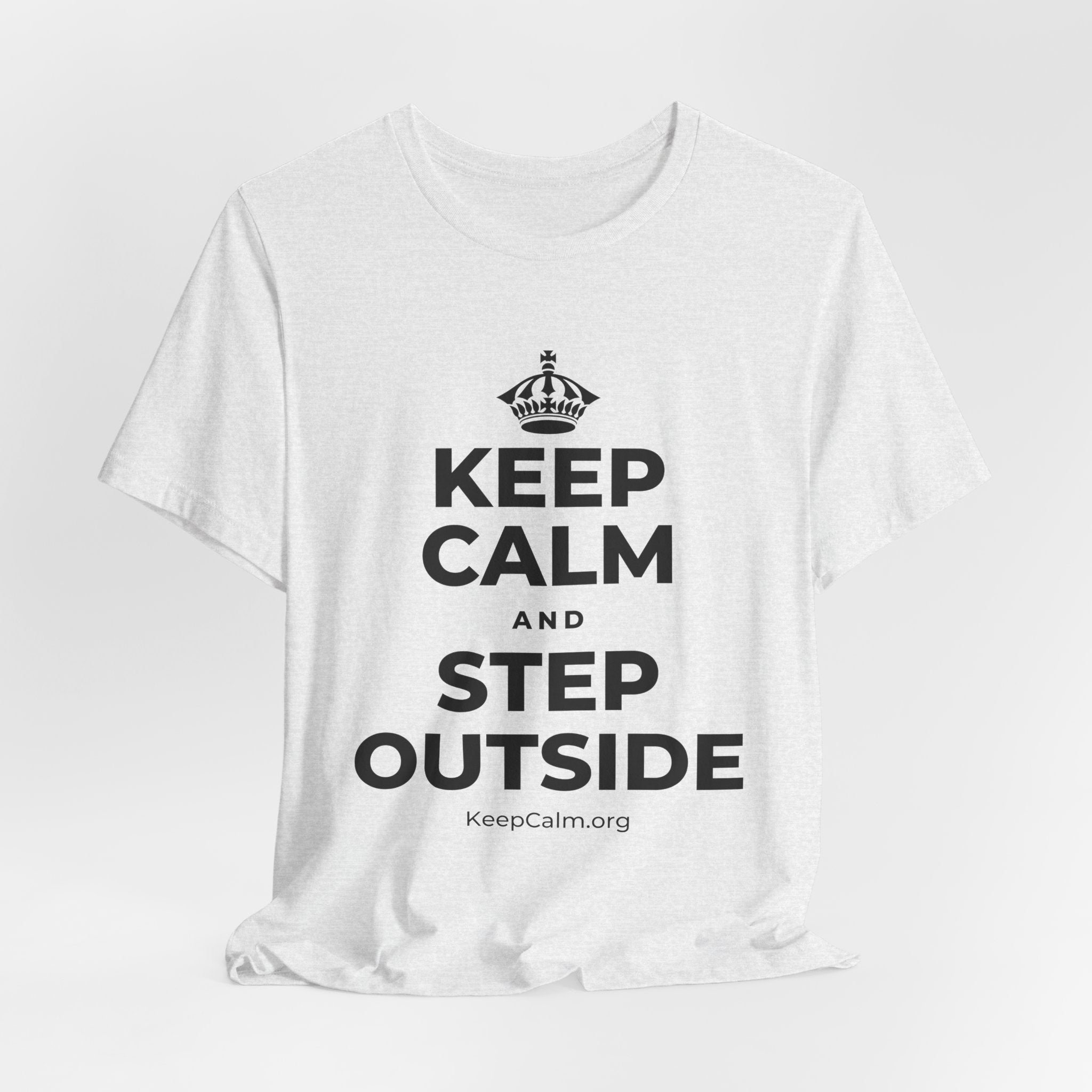 KEEP CALM AND STEP OUTSIDE T-Shirt (Soft Cream–Heather Mauve)