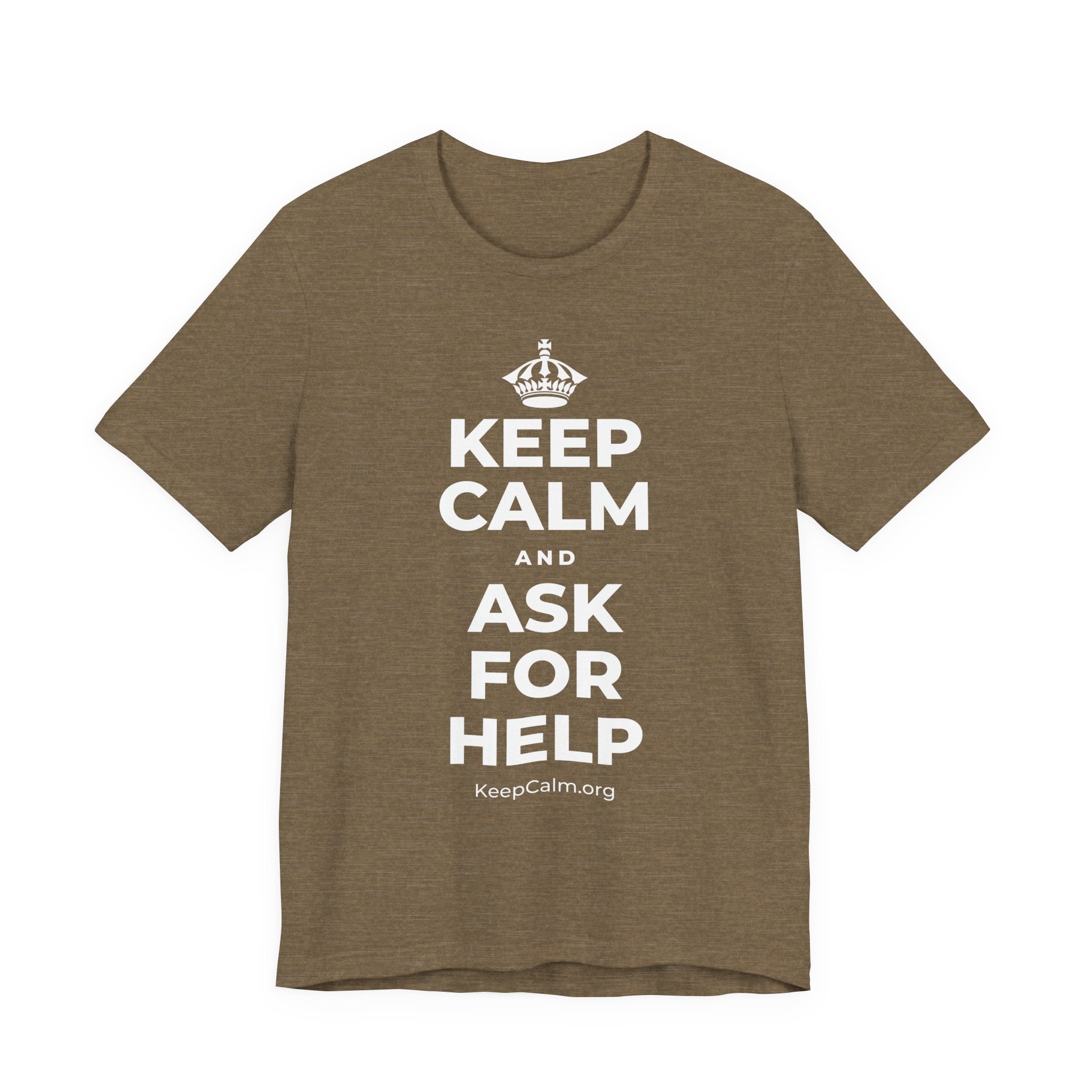 KEEP CALM AND ASK FOR HELP T-Shirt (Soft Cream–Heather Mauve)