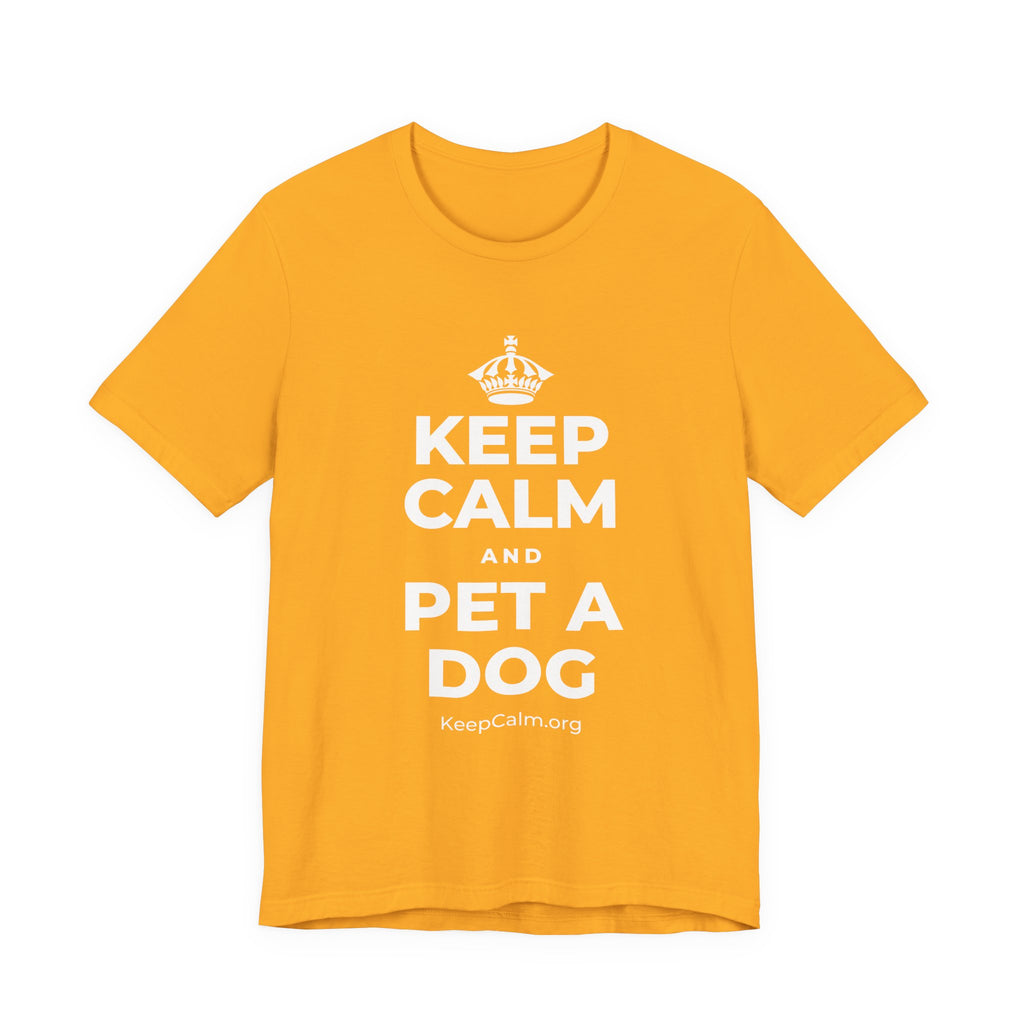 KEEP CALM AND PET A DOG T-Shirt (Baby Blue–Silver)