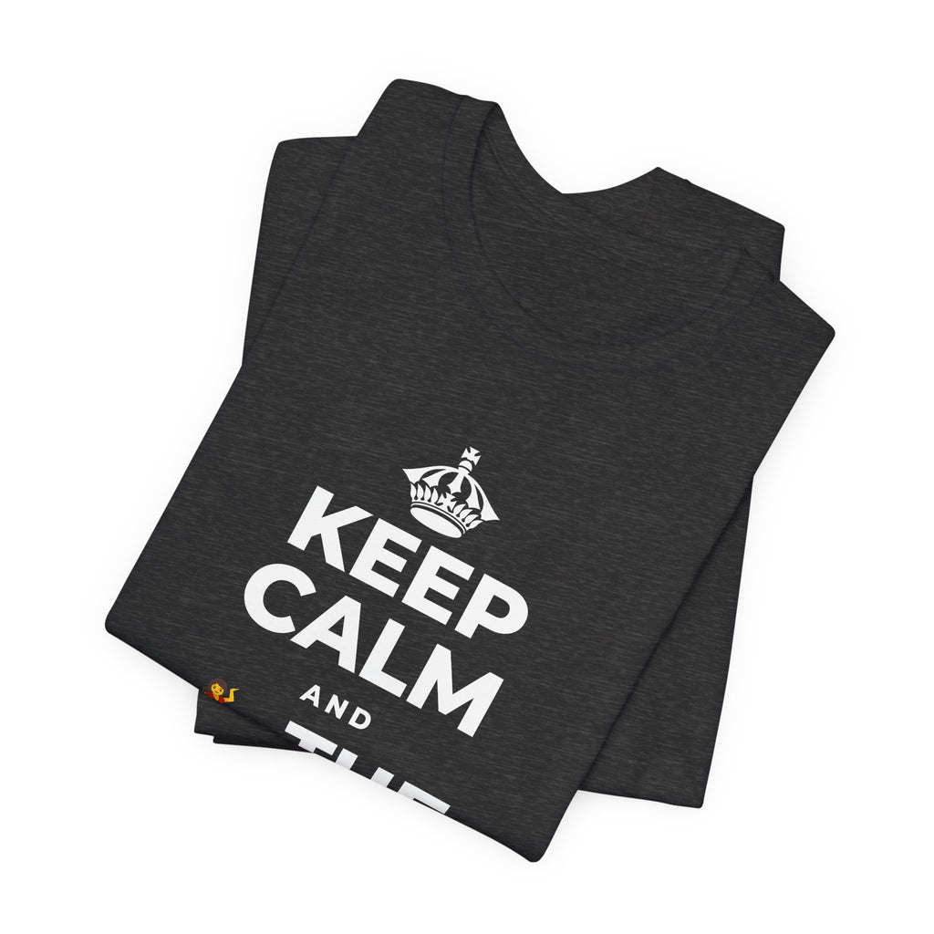 KEEP CALM AND 💃 THE NIGHT AWAY T-Shirt (White–Asphalt)