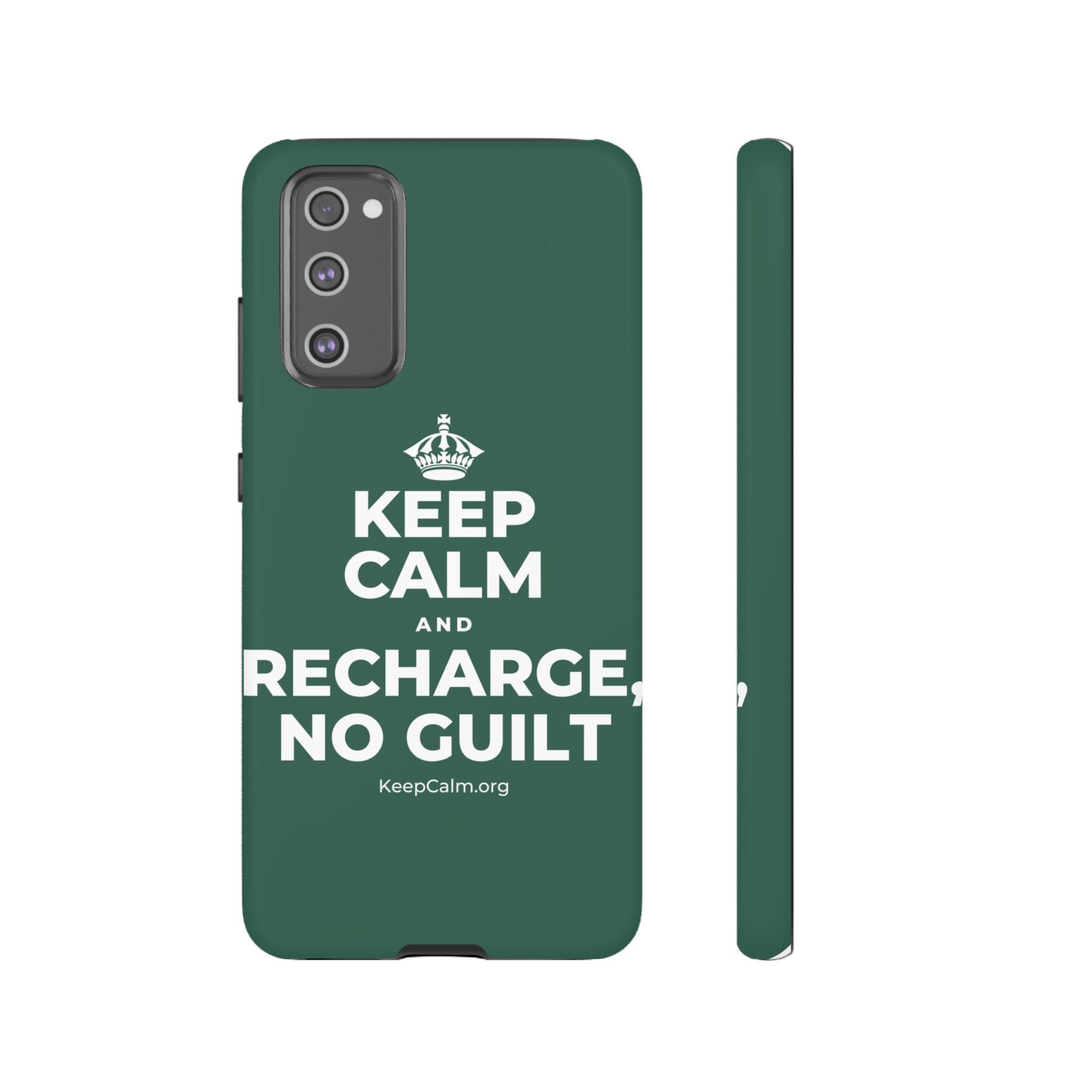 KEEP CALM AND RECHARGE, NO GUILT Phone Case