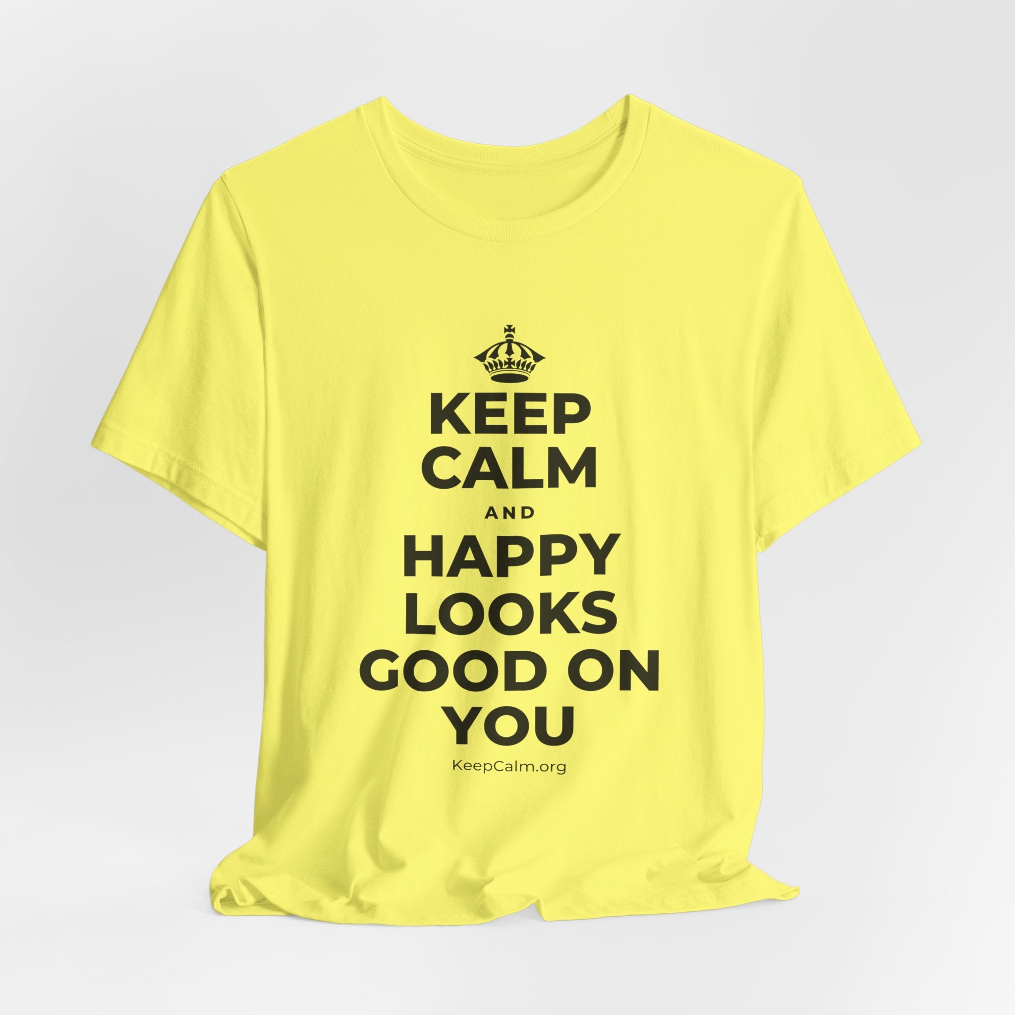 KEEP CALM AND HAPPY LOOKS GOOD ON YOU T-Shirt (Soft Cream–Heather Mauve)