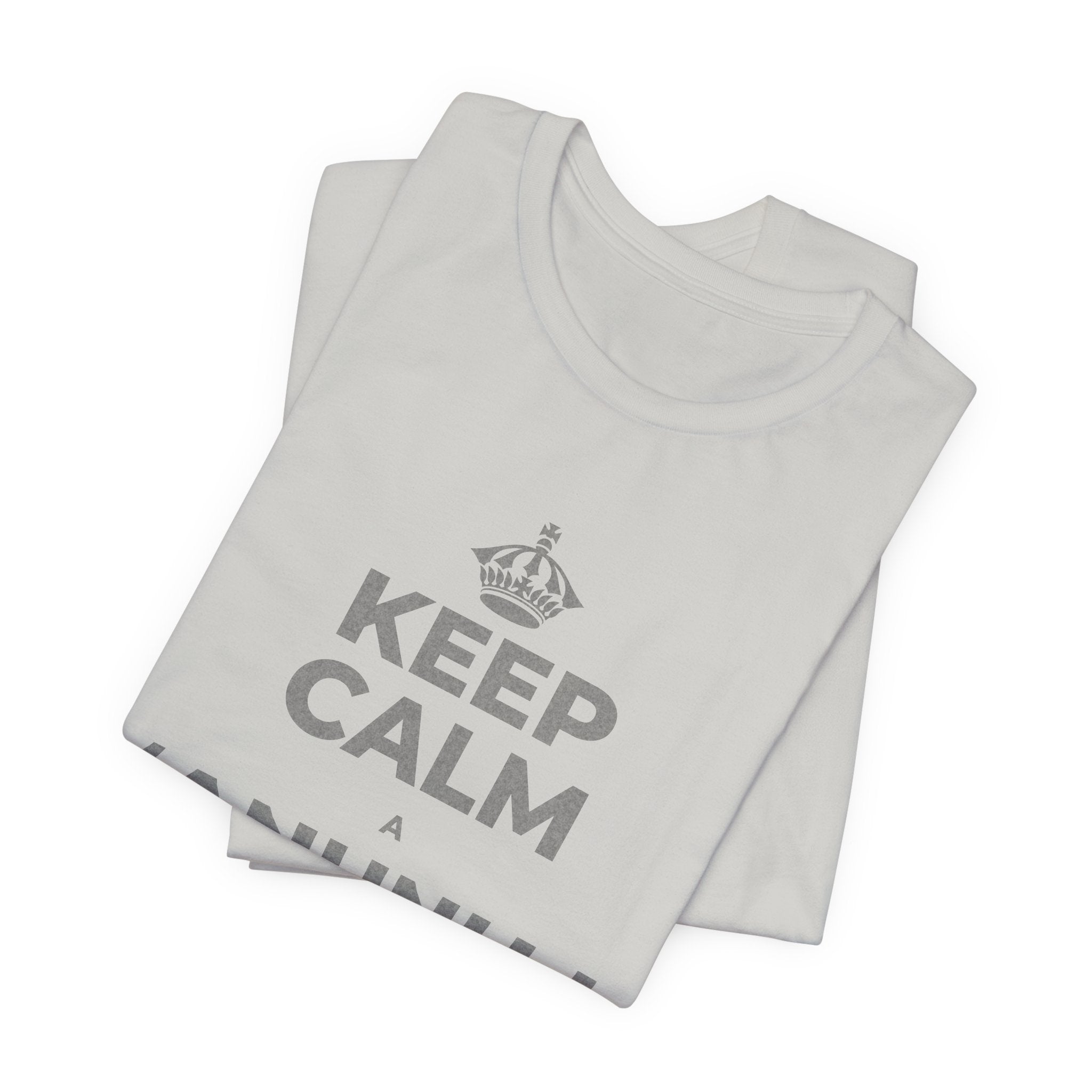 KEEP CALM A ʻANUNU I KEKAHI MANAWA T-Shirt (Baby Blue–Silver)