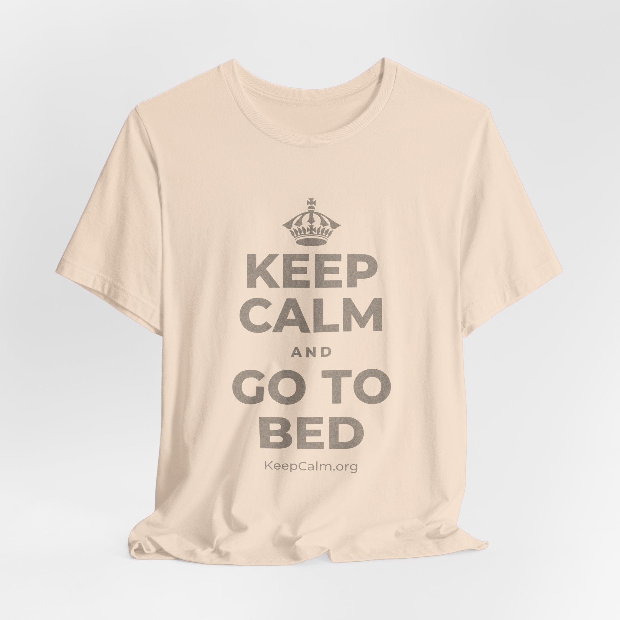 KEEP CALM AND GO TO BED T-Shirt (Soft Cream–Heather Mauve)