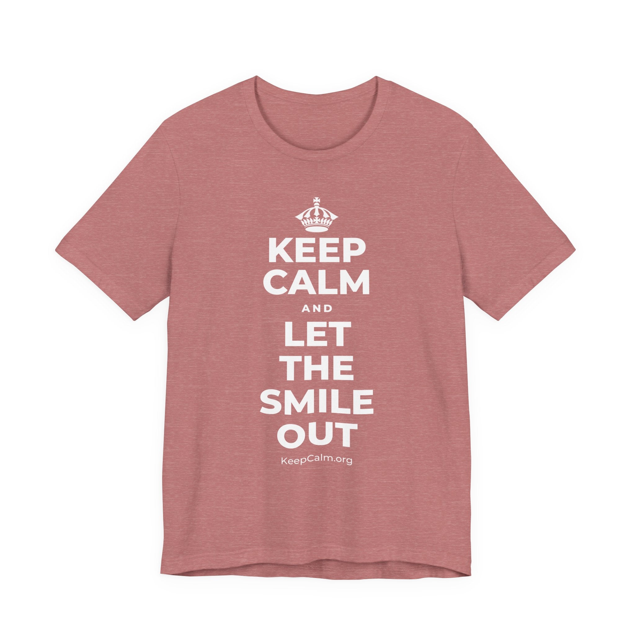 KEEP CALM AND LET THE SMILE OUT T-Shirt (Soft Cream–Heather Mauve)