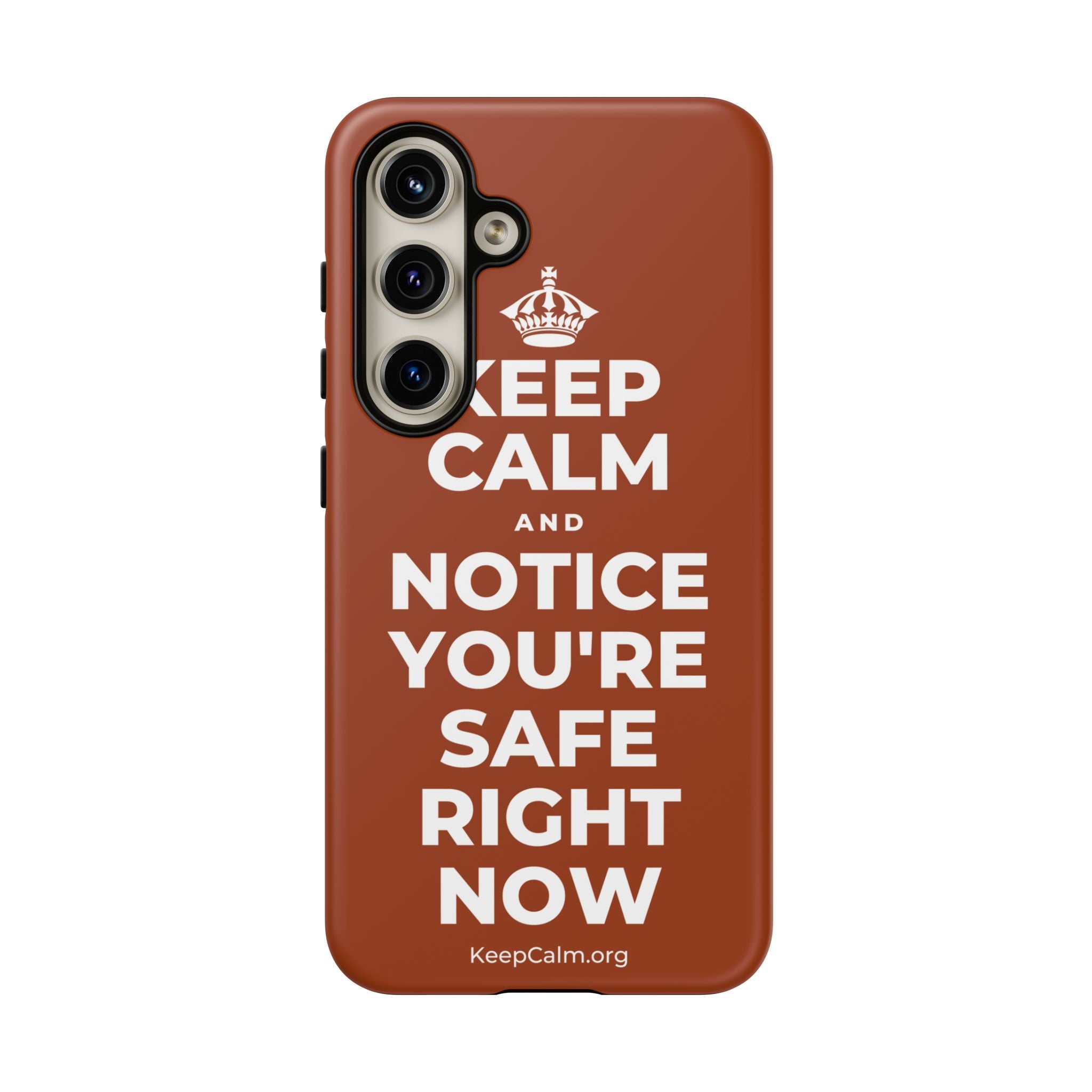 KEEP CALM AND NOTICE YOU'RE SAFE RIGHT NOW Phone Case