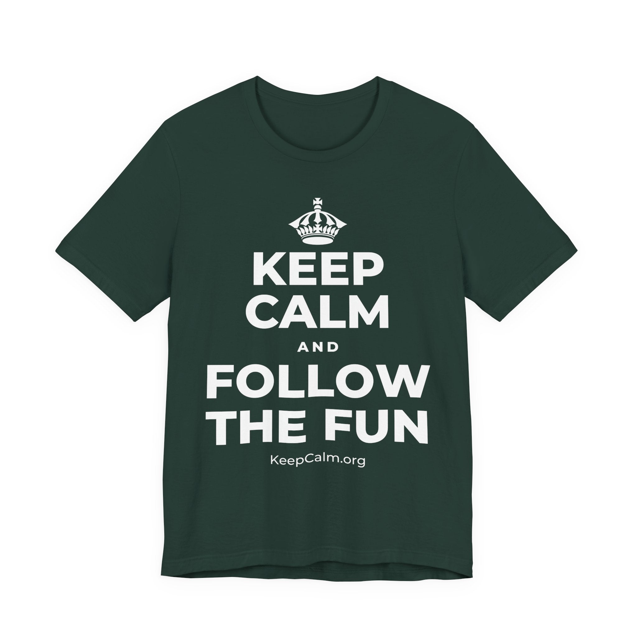 KEEP CALM AND FOLLOW THE FUN T-Shirt (White–Asphalt)