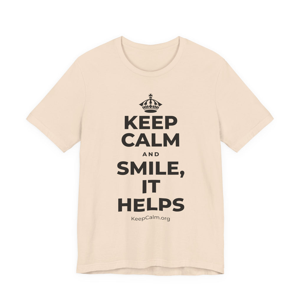 KEEP CALM AND SMILE, IT HELPS T-Shirt (Soft Cream–Heather Mauve)