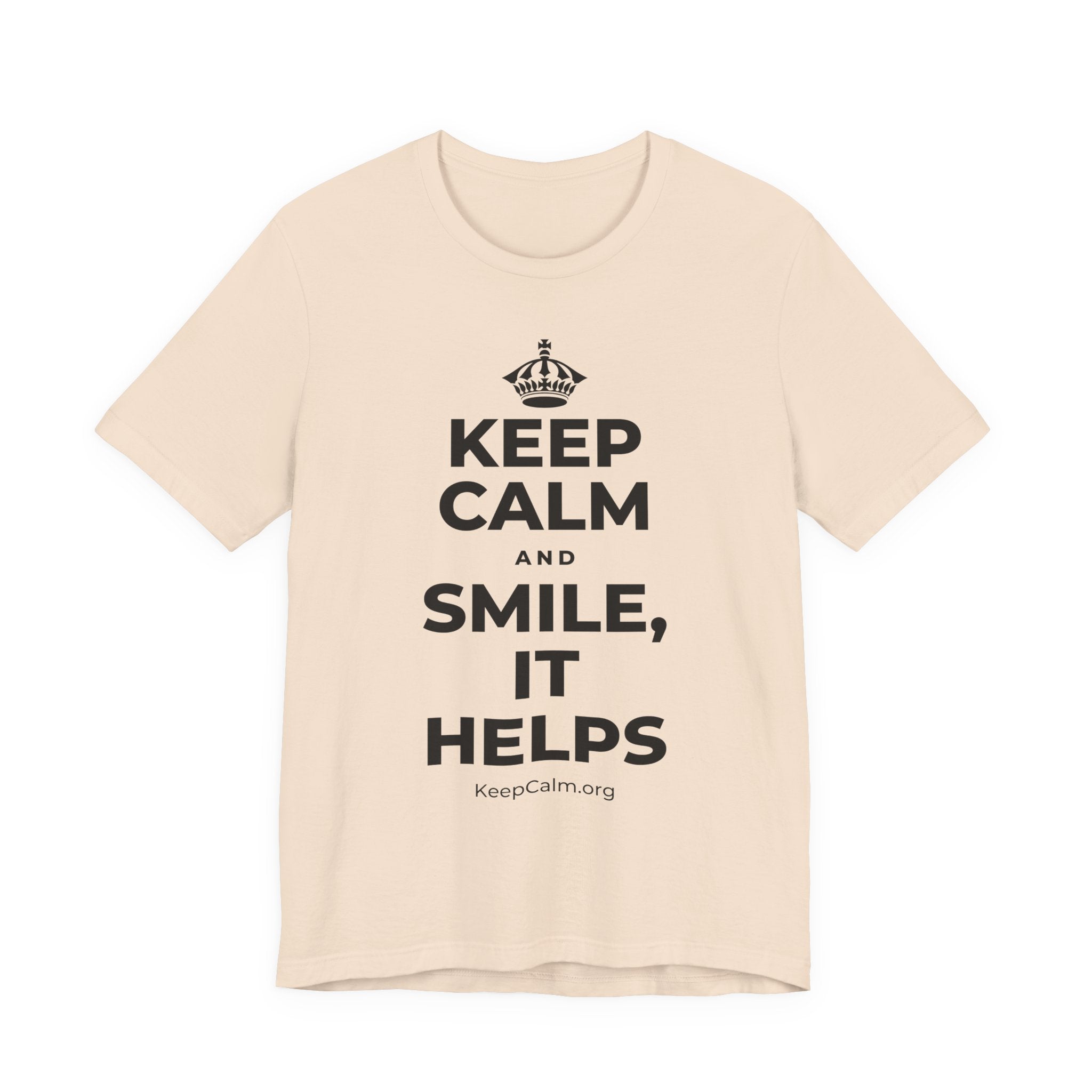 KEEP CALM AND SMILE, IT HELPS T-Shirt (Soft Cream–Heather Mauve)