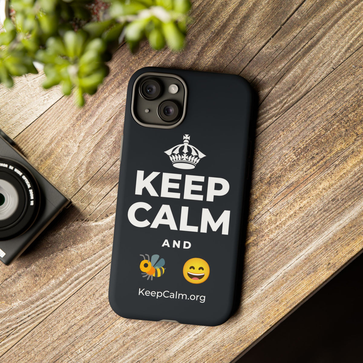 KEEP CALM AND 🐝 😄 Phone Case (Dark)