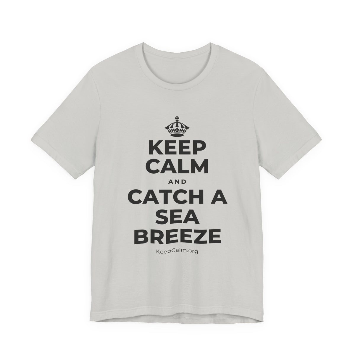 KEEP CALM AND CATCH A SEA BREEZE T-Shirt (Baby Blue–Silver)