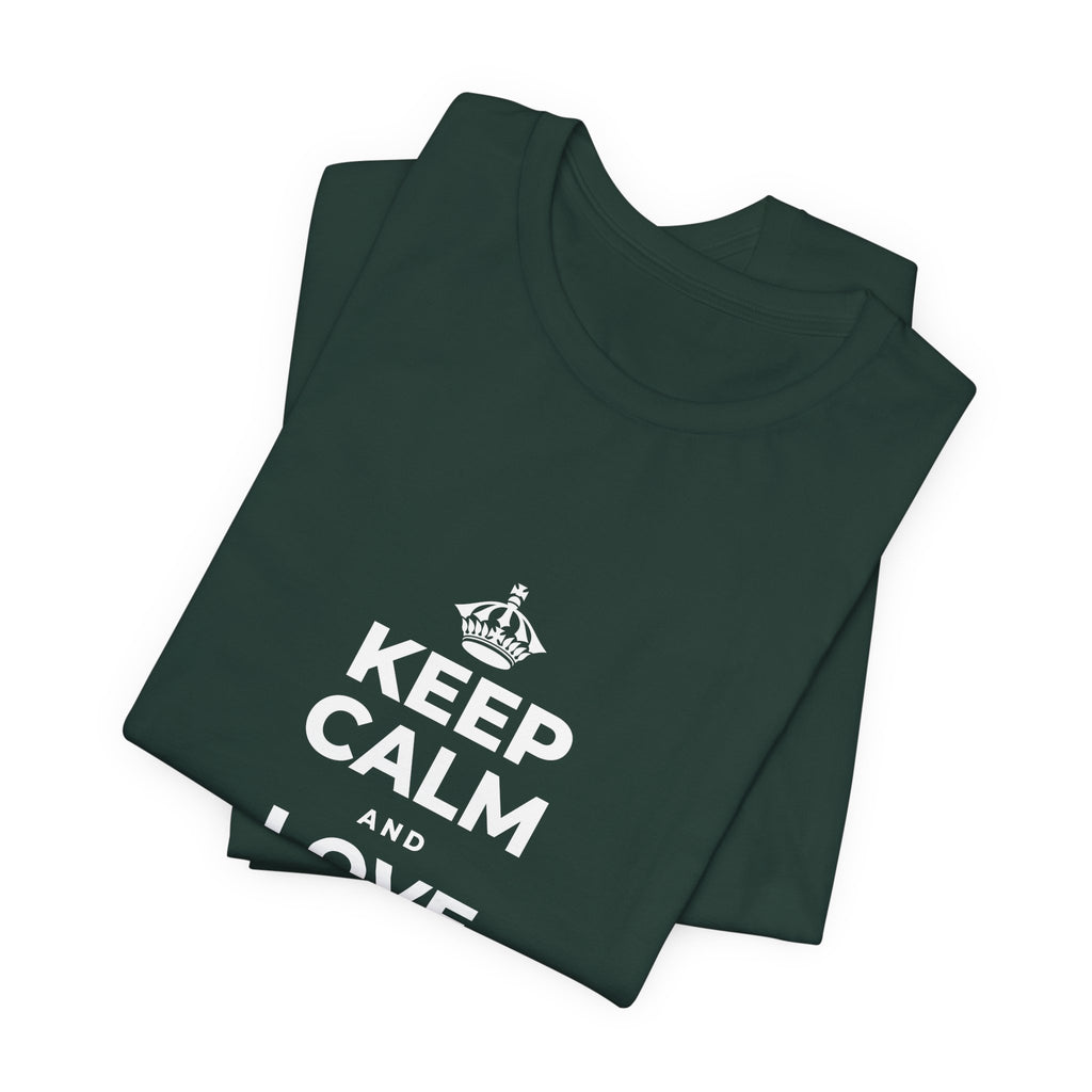 KEEP CALM AND LOVE WITHOUT POSSESSION T-Shirt (White–Asphalt)