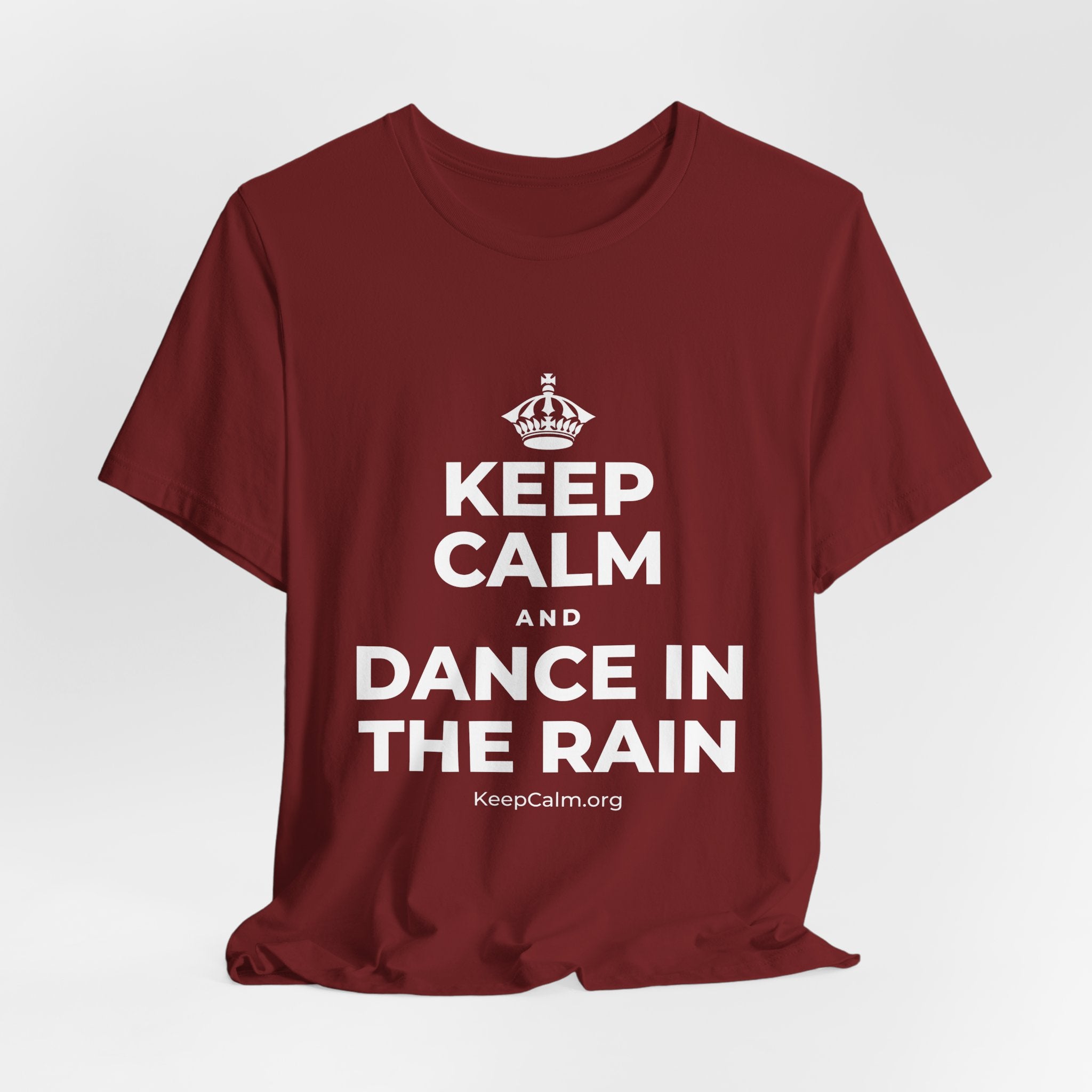 KEEP CALM AND DANCE IN THE RAIN T-Shirt (Baby Blue–Silver)