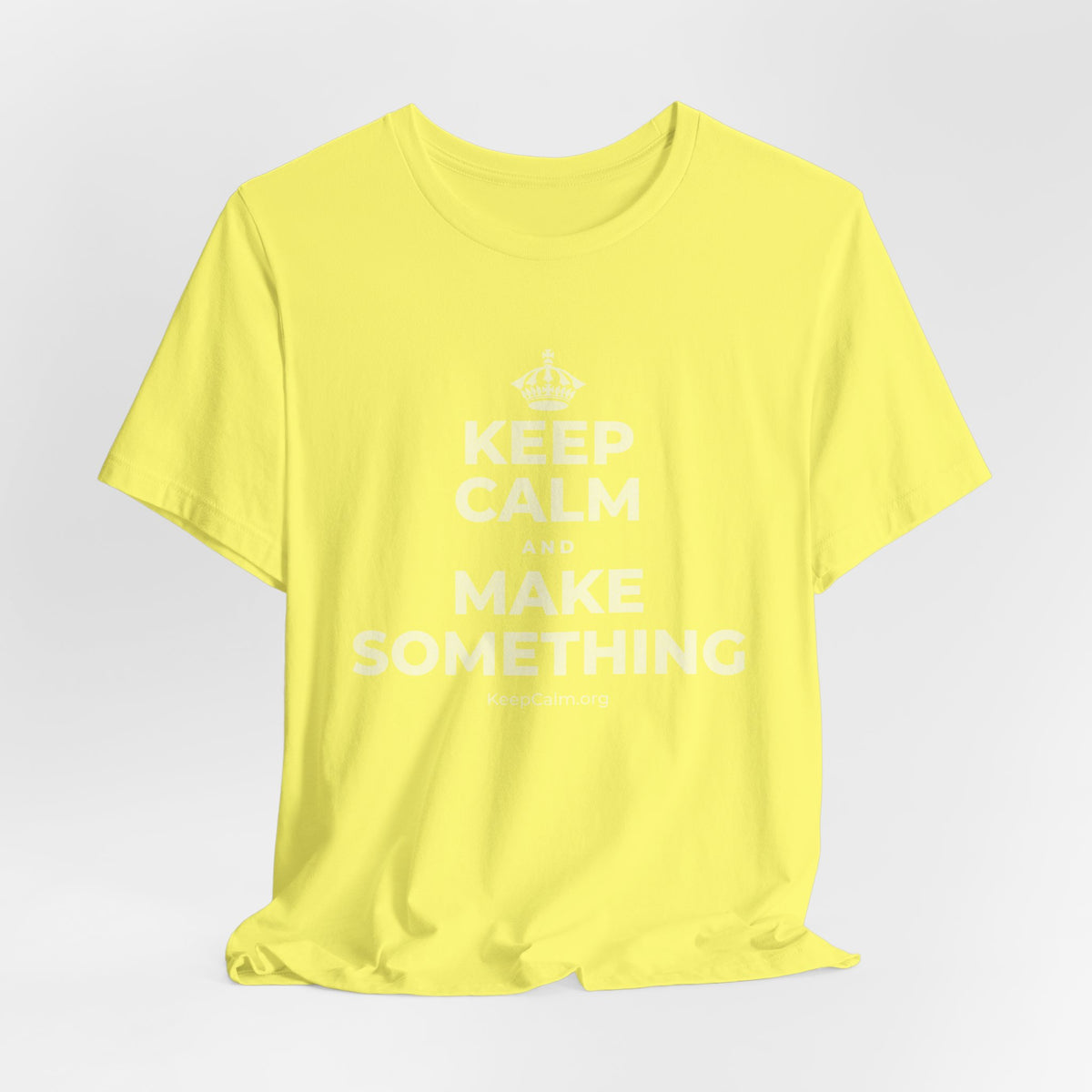 KEEP CALM AND MAKE SOMETHING T-Shirt (Soft Cream–Heather Mauve)