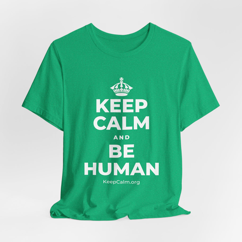 KEEP CALM AND BE HUMAN T-Shirt (Baby Blue–Silver)