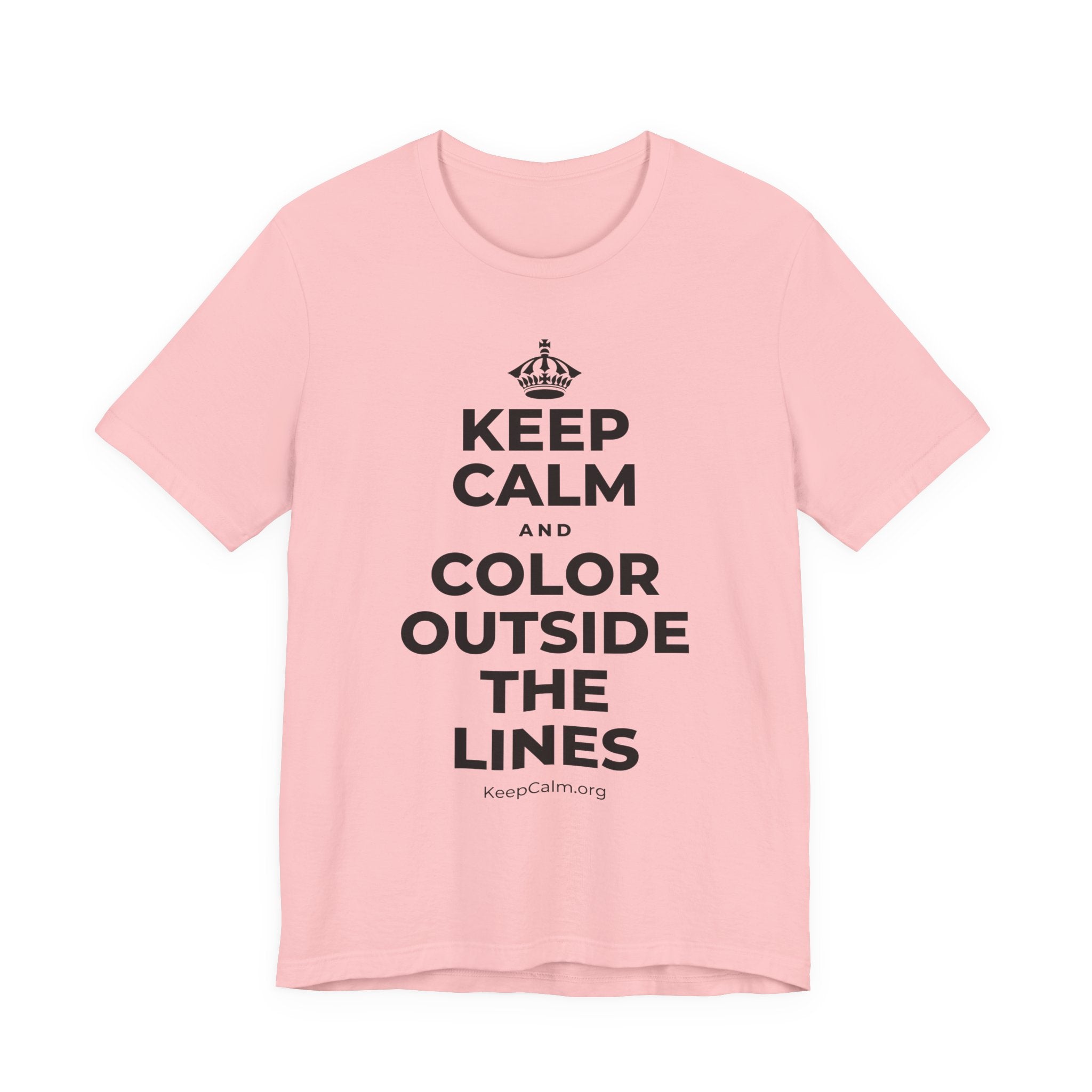 KEEP CALM AND COLOR OUTSIDE THE LINES T-Shirt (White–Asphalt)