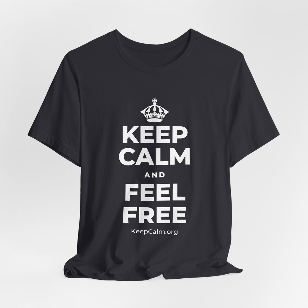 KEEP CALM AND FEEL FREE T-Shirt (Baby Blue–Silver)